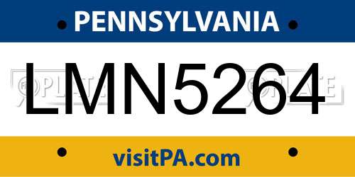 LMN5264 Pennsylvania License Plate
