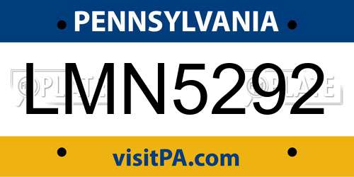 LMN5292 Pennsylvania License Plate
