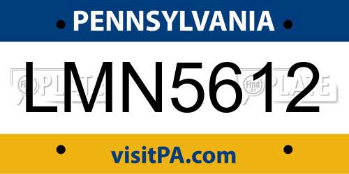 LMN5612 Pennsylvania License Plate