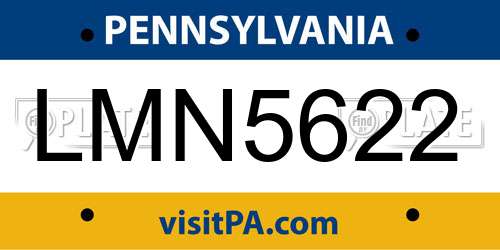 LMN5622 Pennsylvania License Plate