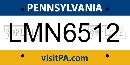 LMN6512 Pennsylvania License Plate