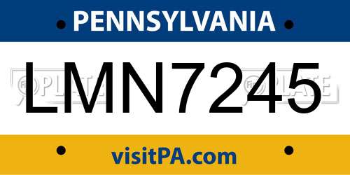 LMN7245 Pennsylvania License Plate