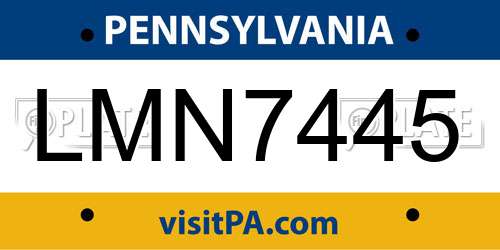 LMN7445 Pennsylvania License Plate