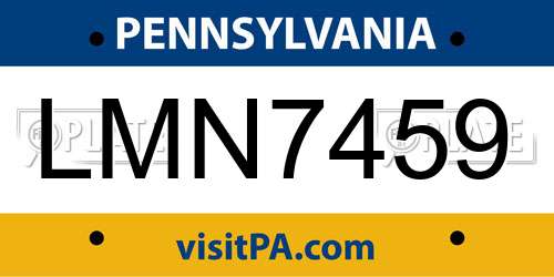 LMN7459 Pennsylvania License Plate