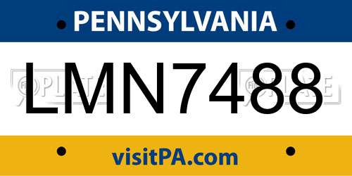 LMN7488 Pennsylvania License Plate