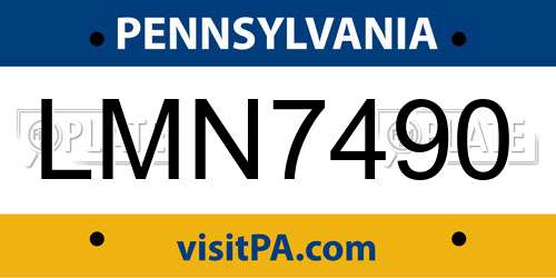 LMN7490 Pennsylvania License Plate