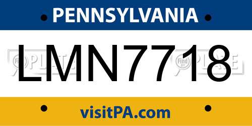 LMN7718 Pennsylvania License Plate