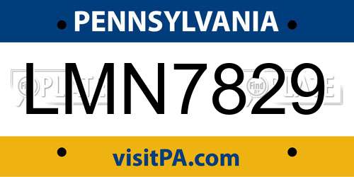 LMN7829 Pennsylvania License Plate