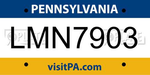 LMN7903 Pennsylvania License Plate