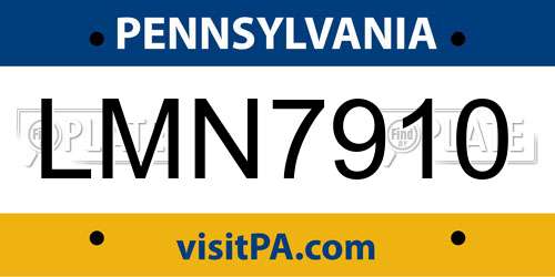 LMN7910 Pennsylvania License Plate