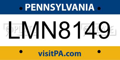 LMN8149 Pennsylvania License Plate