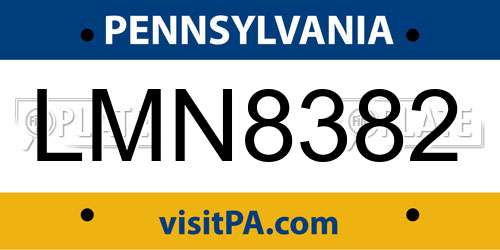 LMN8382 Pennsylvania License Plate