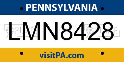 LMN8428 Pennsylvania License Plate