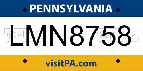 LMN8758 Pennsylvania License Plate
