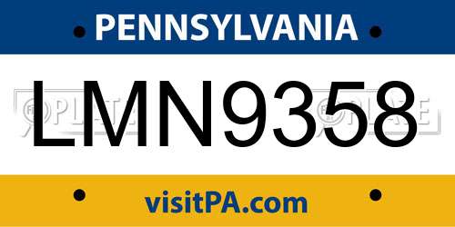 LMN9358 Pennsylvania License Plate