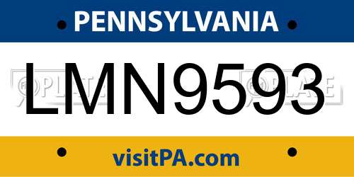 LMN9593 Pennsylvania License Plate