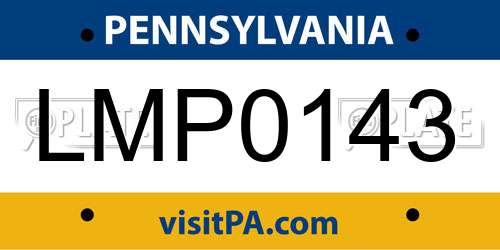 LMP0143 Pennsylvania License Plate