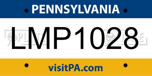 LMP1028 Pennsylvania License Plate