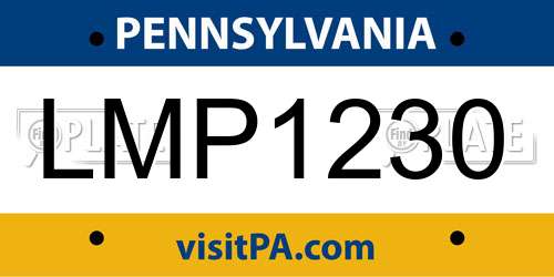 LMP1230 Pennsylvania License Plate