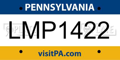 LMP1422 Pennsylvania License Plate