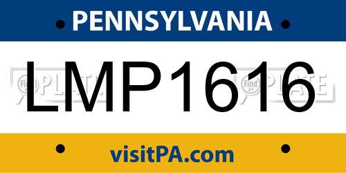 LMP1616 Pennsylvania License Plate