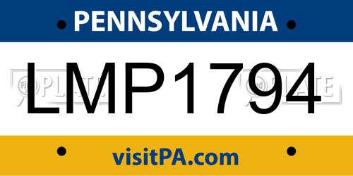 LMP1794 Pennsylvania License Plate