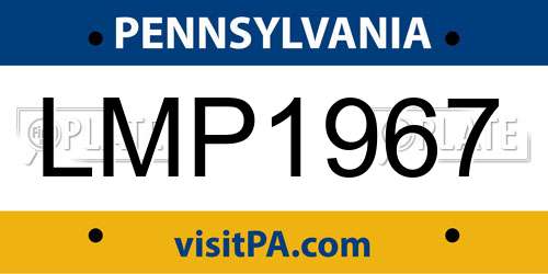 LMP1967 Pennsylvania License Plate