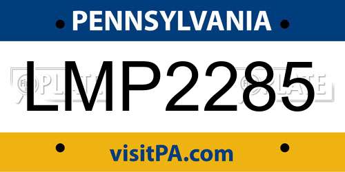 LMP2285 Pennsylvania License Plate