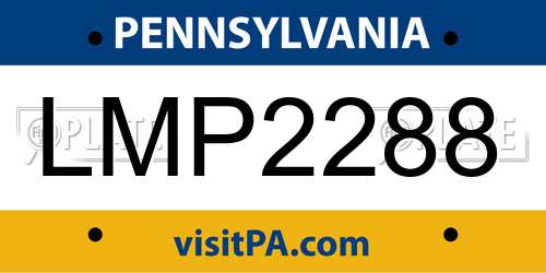 LMP2288 Pennsylvania License Plate
