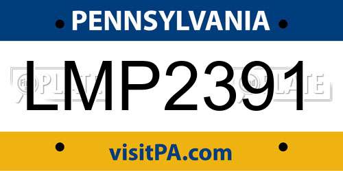 LMP2391 Pennsylvania License Plate