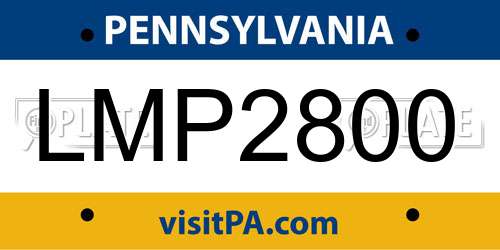 LMP2800 Pennsylvania License Plate
