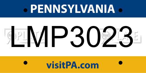 LMP3023 Pennsylvania License Plate
