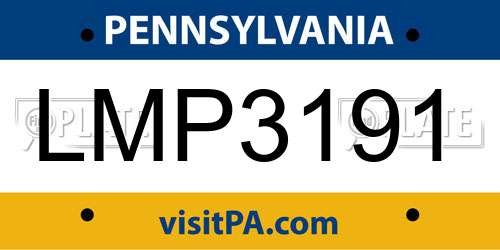 LMP3191 Pennsylvania License Plate