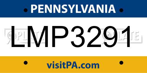 LMP3291 Pennsylvania License Plate