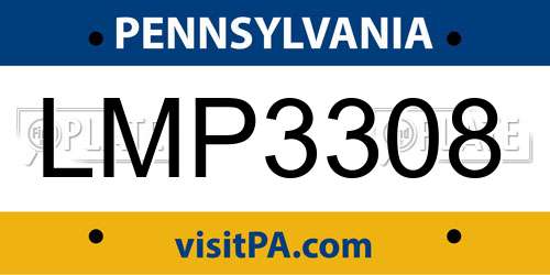 LMP3308 Pennsylvania License Plate