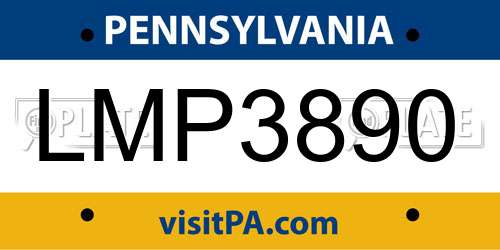 LMP3890 Pennsylvania License Plate
