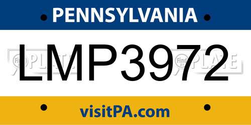 LMP3972 Pennsylvania License Plate