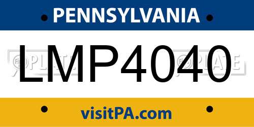 LMP4040 Pennsylvania License Plate