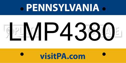 LMP4380 Pennsylvania License Plate