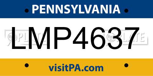 LMP4637 Pennsylvania License Plate