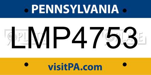 LMP4753 Pennsylvania License Plate