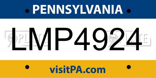 LMP4924 Pennsylvania License Plate