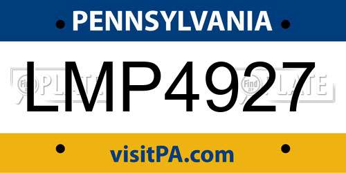 LMP4927 Pennsylvania License Plate