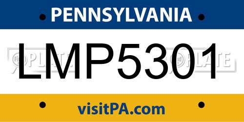 LMP5301 Pennsylvania License Plate