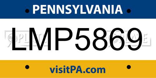 LMP5869 Pennsylvania License Plate