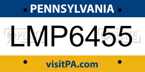 LMP6455 Pennsylvania License Plate