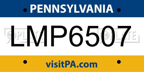 LMP6507 Pennsylvania License Plate