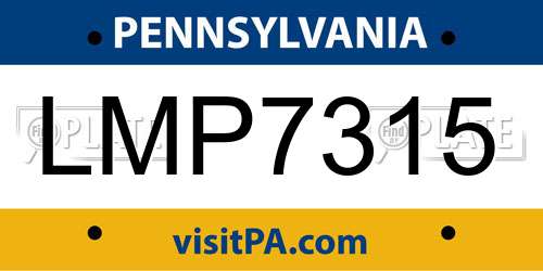 LMP7315 Pennsylvania License Plate