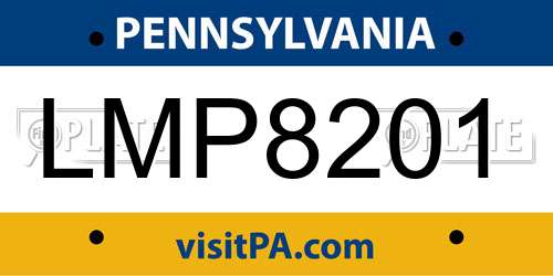 LMP8201 Pennsylvania License Plate