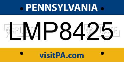 LMP8425 Pennsylvania License Plate